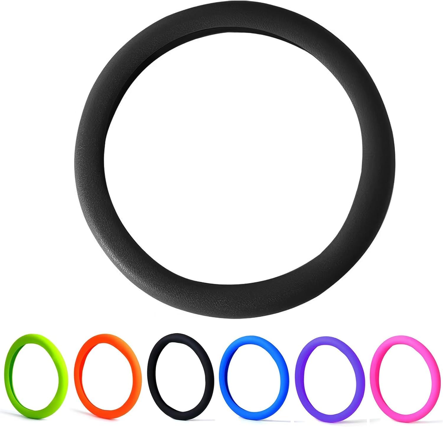 Car Steering Wheel Cover, Non-Slip Silicone Material, Multiple Color Choices, Universal Auto Parts Steering Wheel Cover, Suitable for Most Cars (Black)