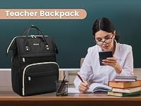 Vista 8 de Mochila para laptop LOVEVOOK para mujer, Negro, Mochilas Daypack