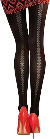 Gatta Black Opaque Microfiber Tights with Sheer Back Stripe pattern - 50 denier - LORETTA 121