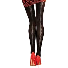 Gatta Black Opaque Microfiber Tights with Sheer Back Stripe pattern - 50 denier - LORETTA 121