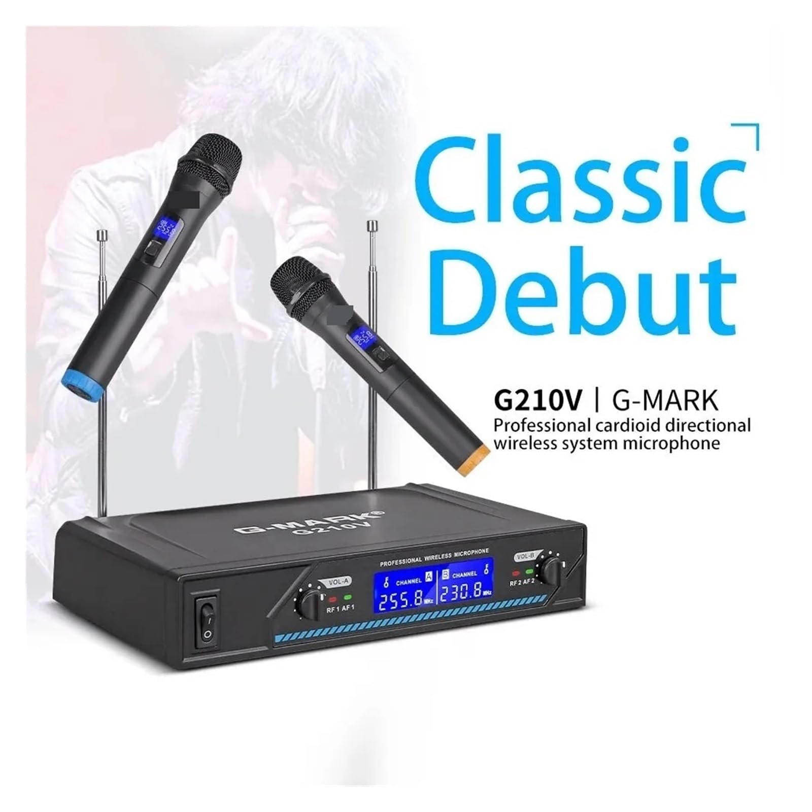 Microphone Professionnel Sans Fil, 2 Canaux, Karaoké Portable, For Fête, Réunion, Église, Spectacle À Domicile Captation Sonore Claire