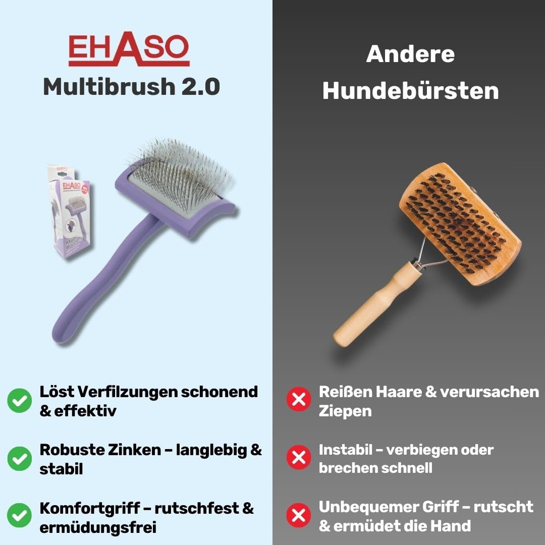 EHASO Multibrush 2.0 Hundebürste lavendel mit extra langen Pins
