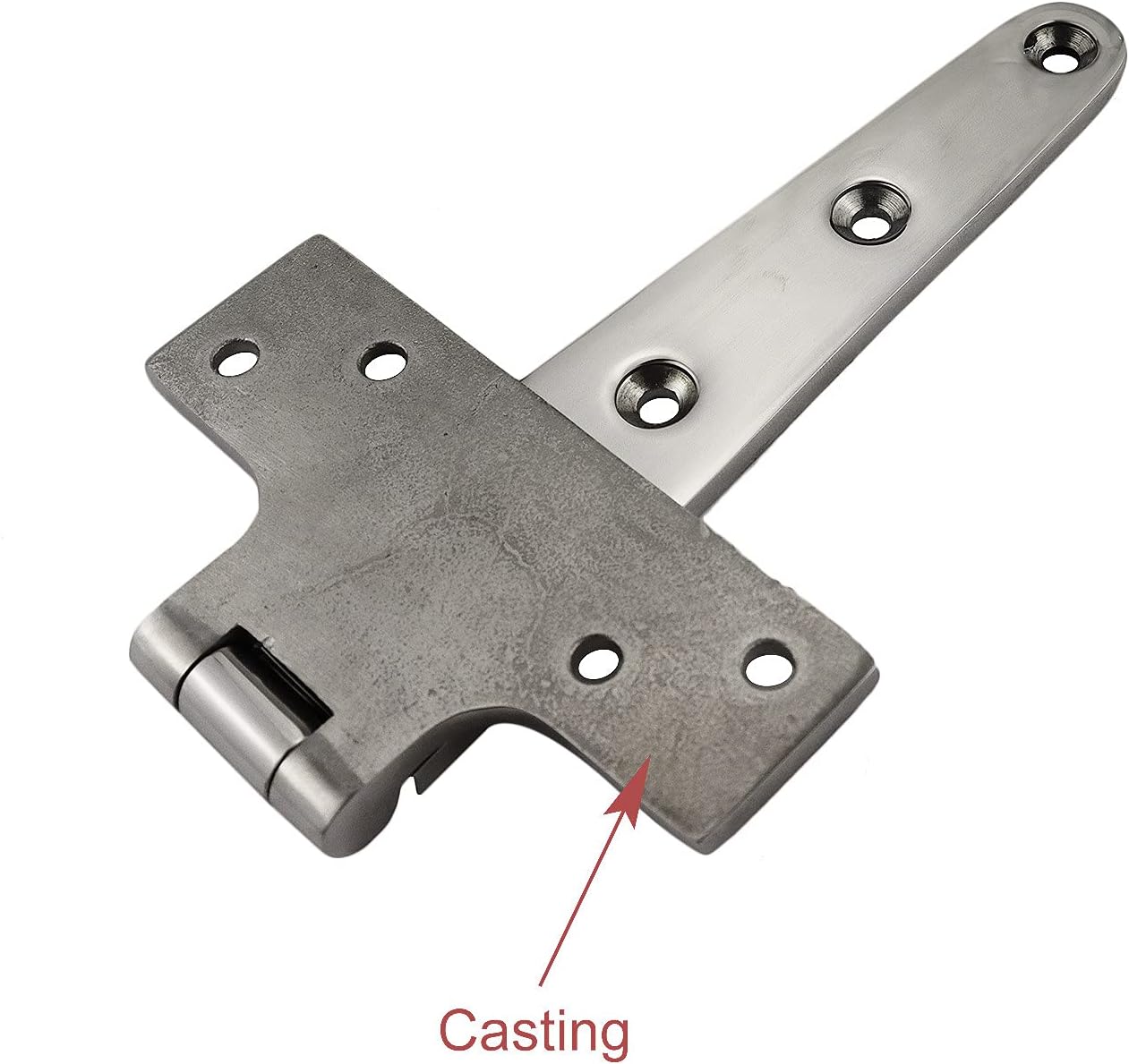 Heavy Duty 316 Stainless Steel Marine Grade T Hinge 8in(L)*4in(W) Cast Strap Hinge (Pair)