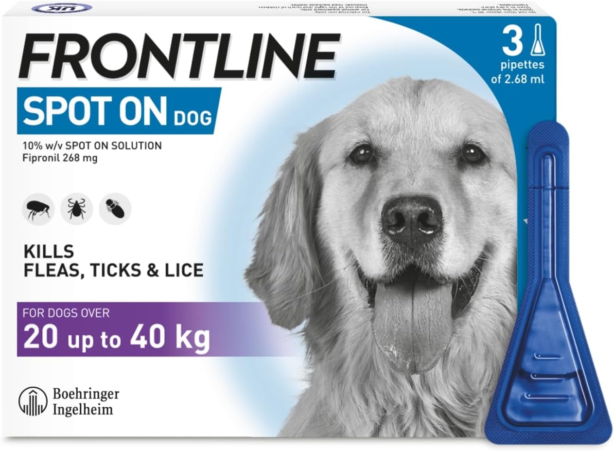 Spot On Flea & Tick Treatment for Large Dog (20-40kg) 3 Pipettes