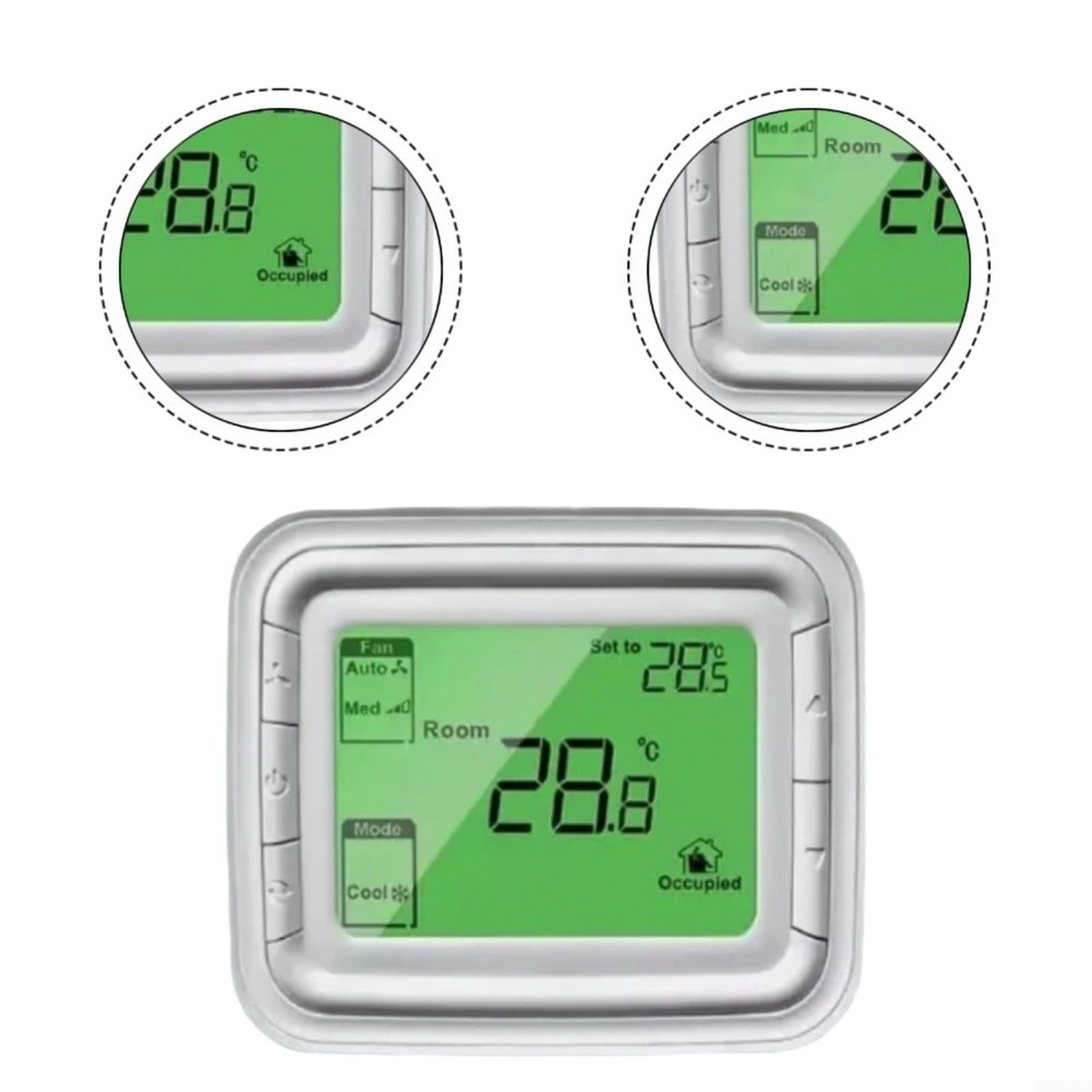 Thermostat numérique LCD pour Honeywell T6861H2WG Contrôle du convecteur de ventilateur AC220V 3A Chauffage Refroidissement Ventilateur Montage en Surface Vert