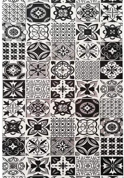 MANI TEXTILECarreau de ciment Rug Polyester Black 50 x 120 cm
