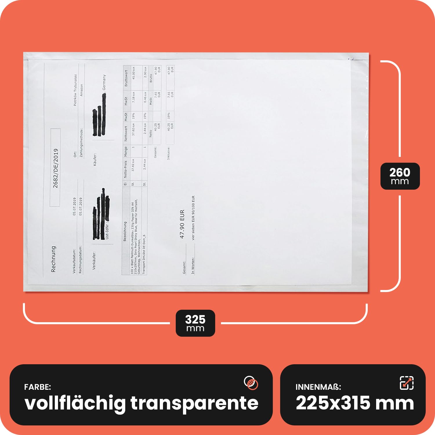 Buste Trasparenti Portadocumenti Netuno C7 | 1000 Pezzi 121x112 Mm | Adesive Per Fatture E Bolle Di Consegna - Foto 4