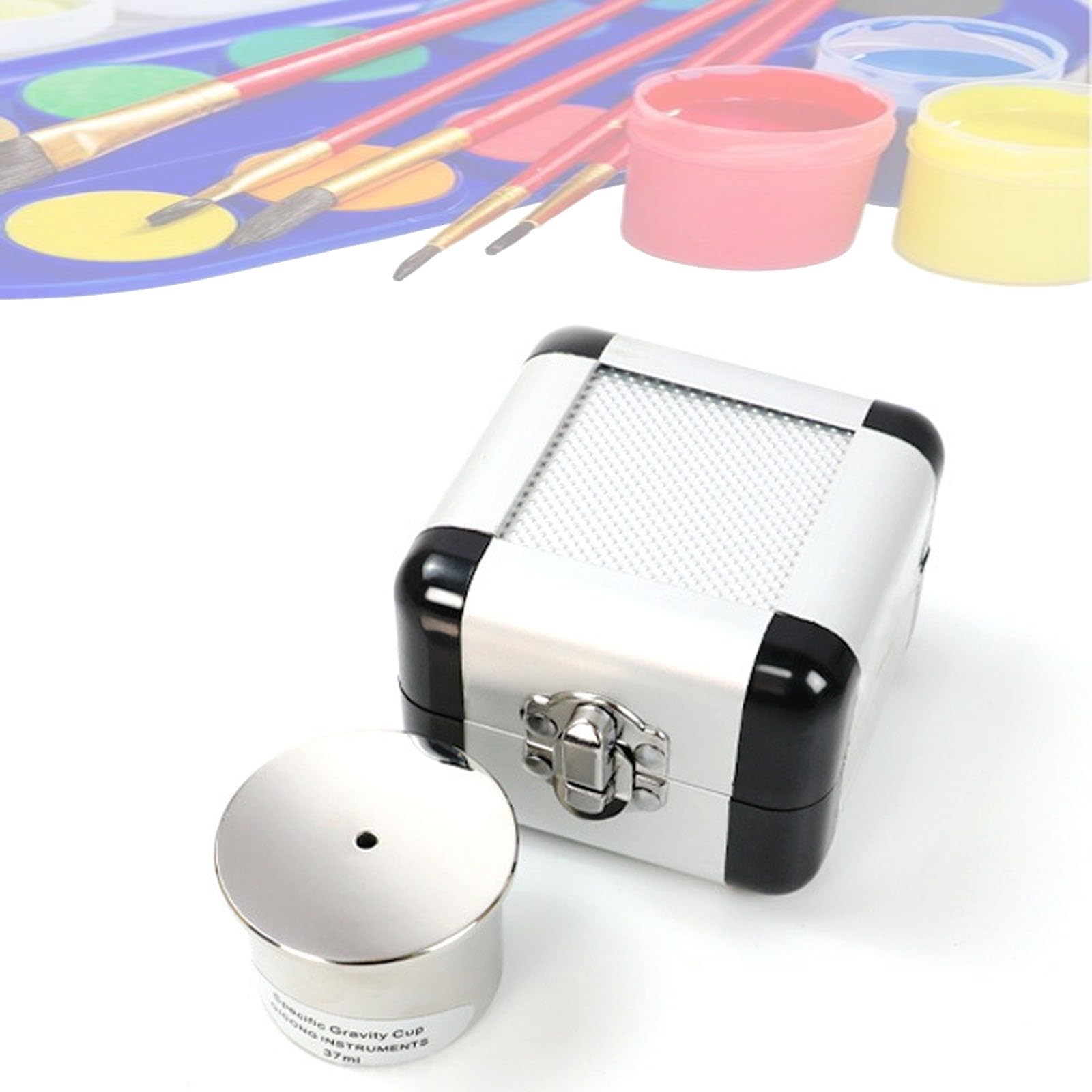 Vaso De Gravedad Específica De Acero Inoxidable De Alta Precisión De 37/50/100 Ml, Picnómetro De Líquidos con Caja De Aluminio, Medidor De Viscosidad De Líquidos, para 37ml