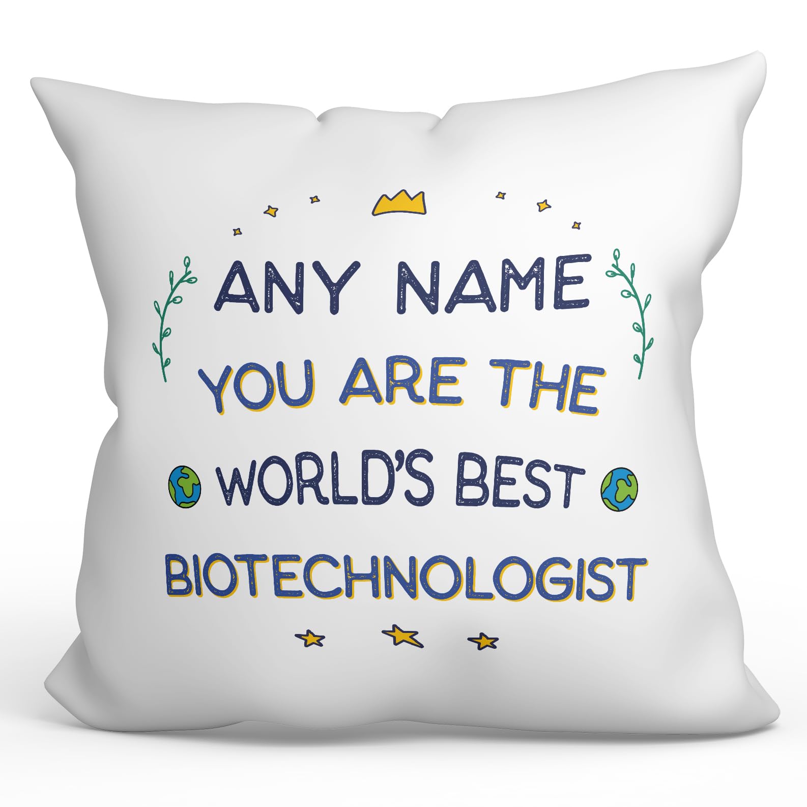 MUGFFINS Personalised Cushion for BIOTECHNOLOGIST Padding included - in English - World's Best - Funny custom gift - Pillow: cover and filling 15.7x15.7 inches โ image 1
