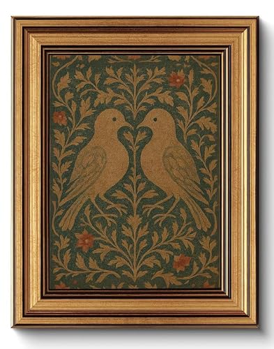 William Morris Gold Framed Wall Art Vintage Love Birds Wall Decor Art