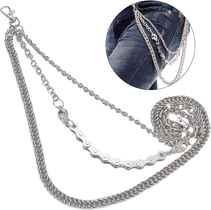 Chaîne De Pantalon Pour Homme Et Femme - Style Hip Hop Punk - Fermeture à Crochet - Double Couche - Chaîne De Pantalon Pour Homme Et Femme