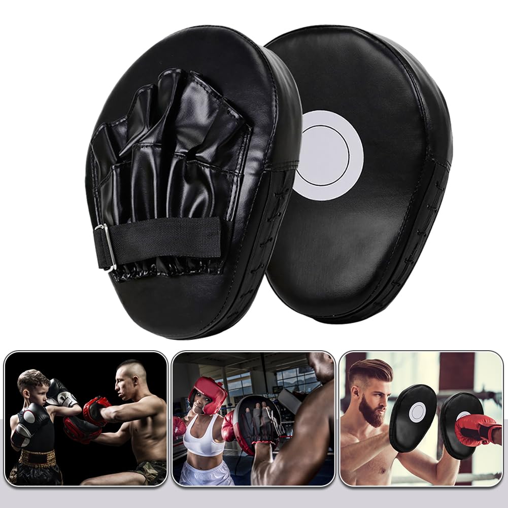 Objetivo de Mano de Boxeo Curvo Cuero de PU Objetivo de Mano de 5 Dedos Manoplas de perforación Curvas Transpirables Almohadilla de Enfoque de Boxeo para Entrenamiento de Artes Marci