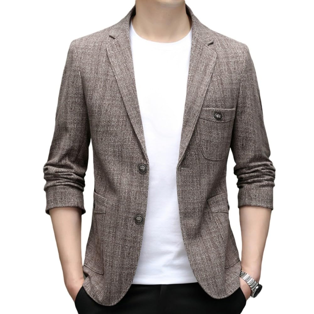 Veste de Costume Décontractée à Carreaux pour Hommes Blazer à Carreaux à Un Bouton Coupe Régulière Coupe Ajustée Manteau de Sport Léger pour Fête d'affaires (Bleu Foncé,M