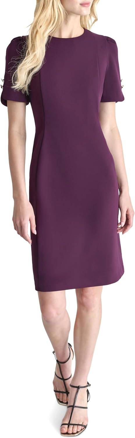DKNY Womens Short Sleeve Jewel Neck Sheath Dress - Image 2
