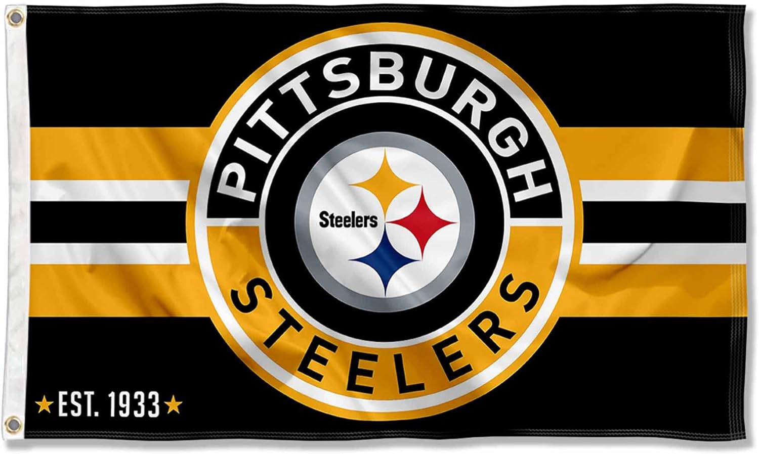 Pittsburgh Steelers Patch Button Circle Logo Flag Large 3x5 Banner