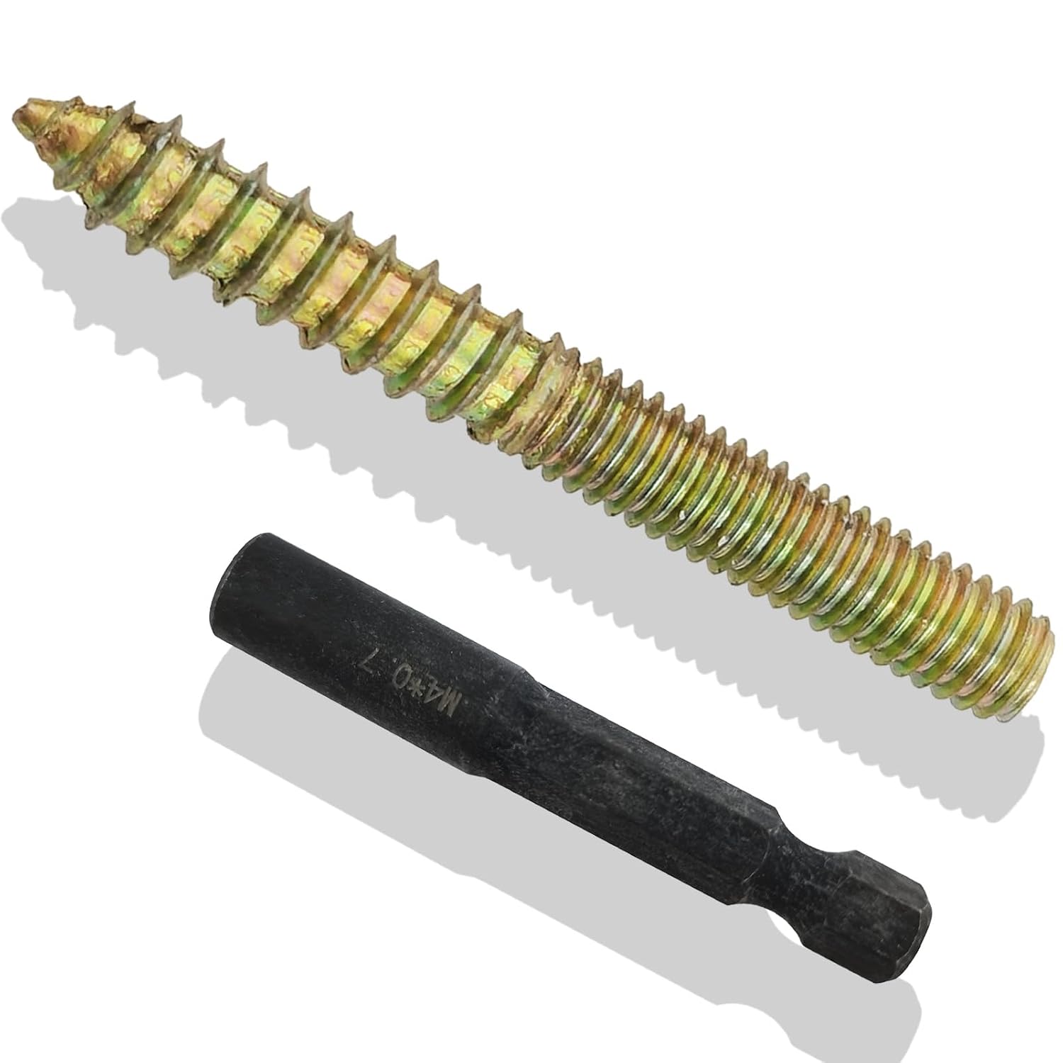 M4 Hanger Bolt Driver,20pcs M4X40mm Hanger Bolts Assortment Kit with M4x0.7mm Driver,Double Headed Bolts Self-Tapping Screws,Grade 4.8,Iron, Color Zinc Plated Finish
