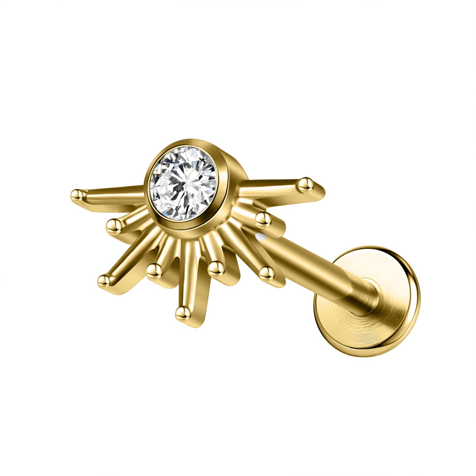 G23 Titanium Flat Back Studs 16G Cartilage Earrings for Women Hypoallergenic Internally Threaded Labret Helix Tragus Conch Piercing Jewelry