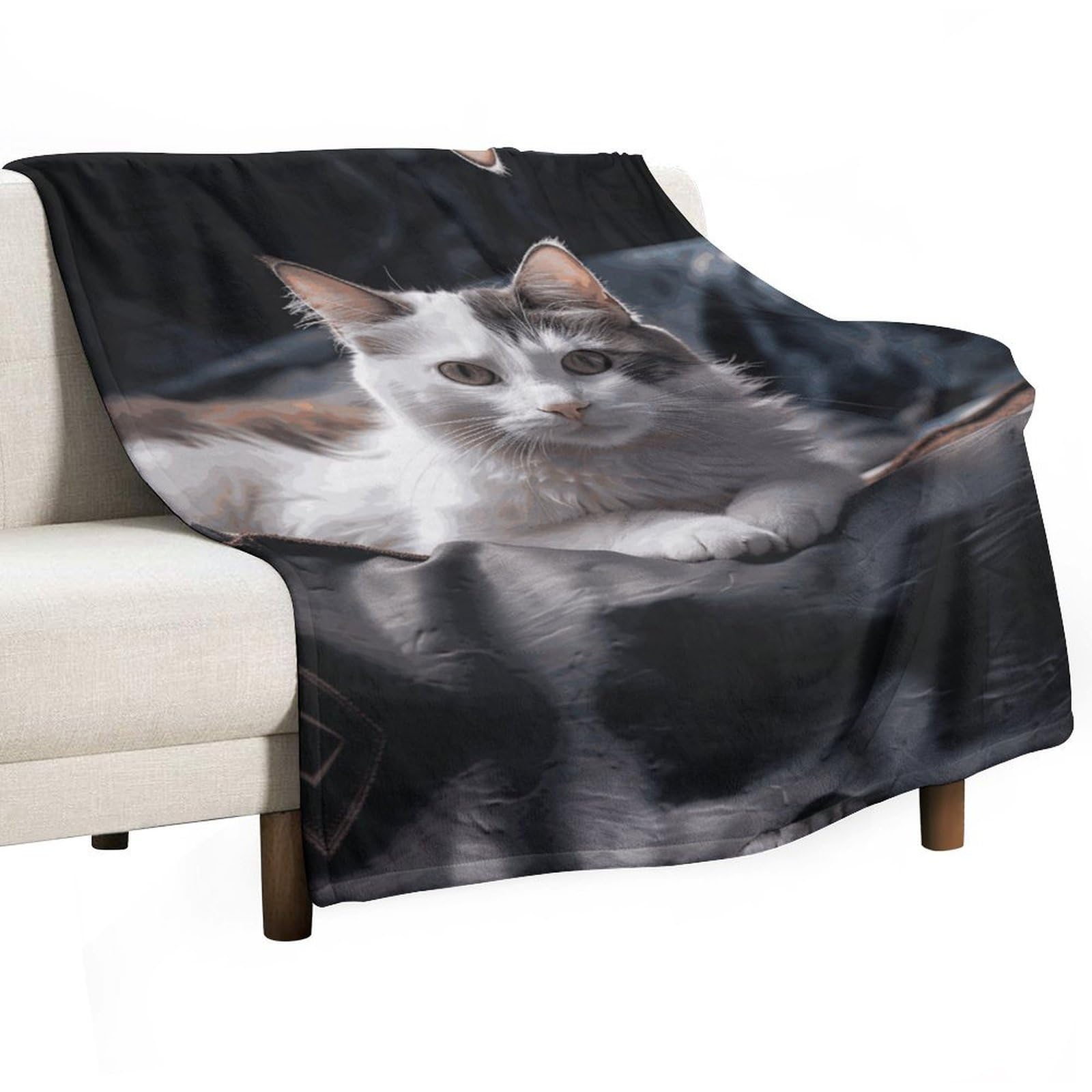 Couverture polaire légère et super douce motif chat pour lit