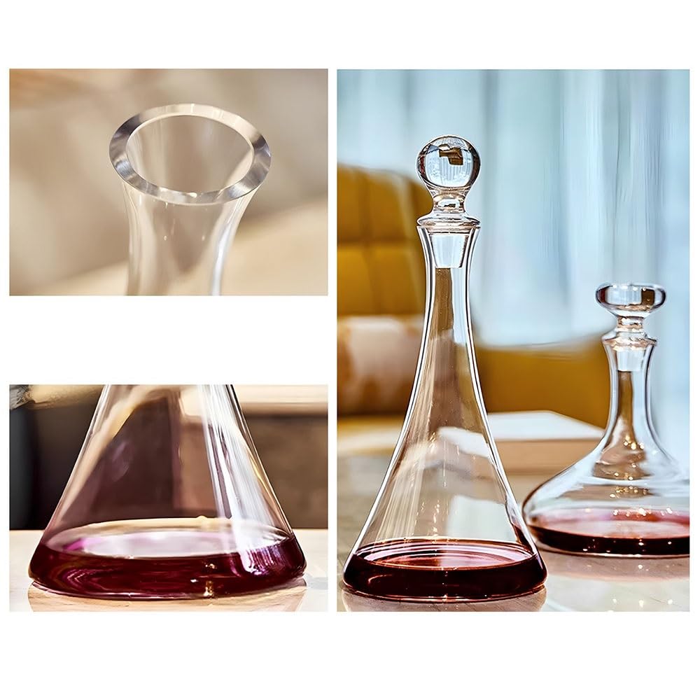 Decantador de vino cónico 1000 ml con tapón. Jarra vidrio transparente aireador, ideal for cenas en casa o for exhibir bares Regalo accesorio para amantes del vino