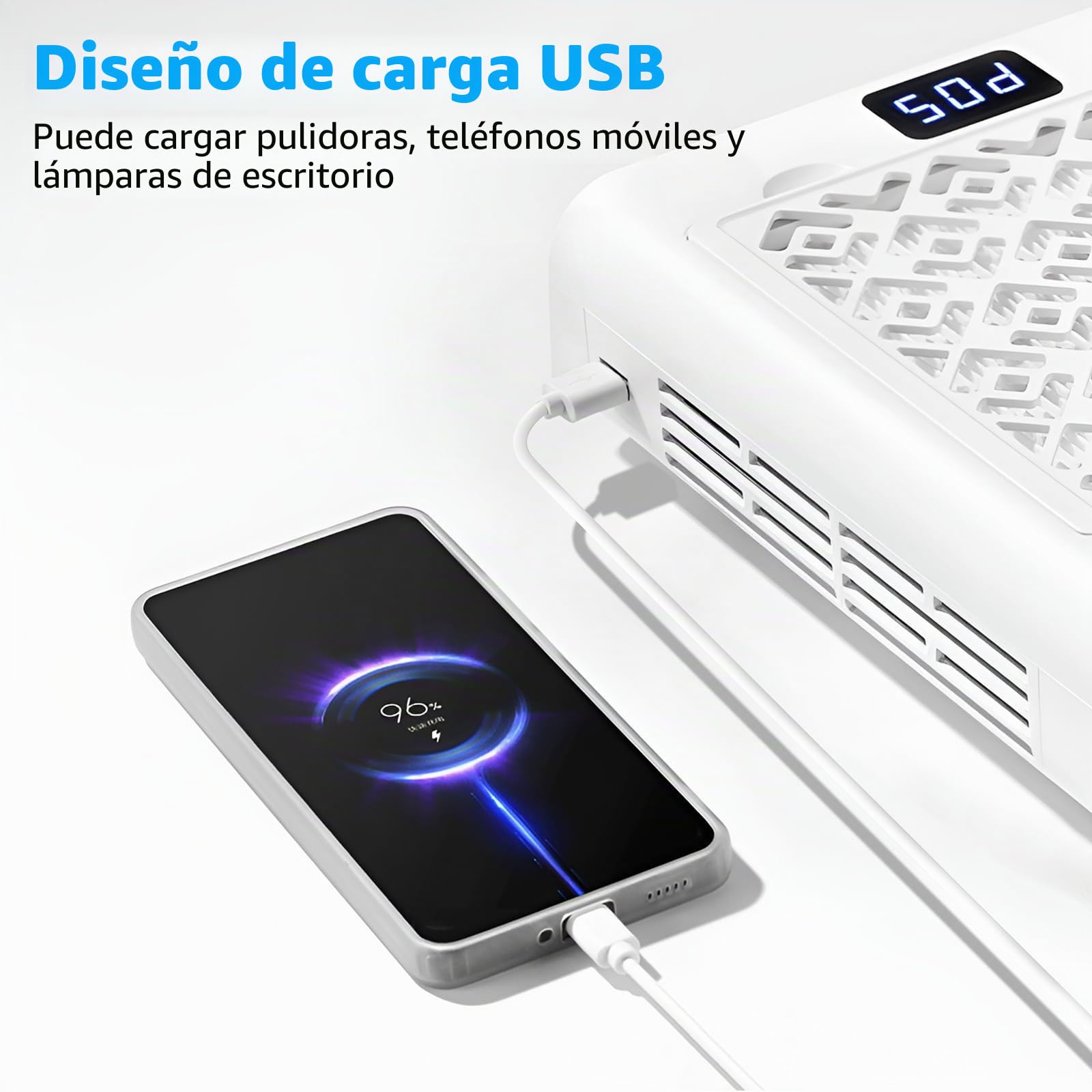CGBE Extractor de Polvo de Uñas: 12000RPM Extractor de Polvo de Uñas con 2 Filtros Potente Extractor Profesional de Polvo de Uñas y Aspirador Doméstico.