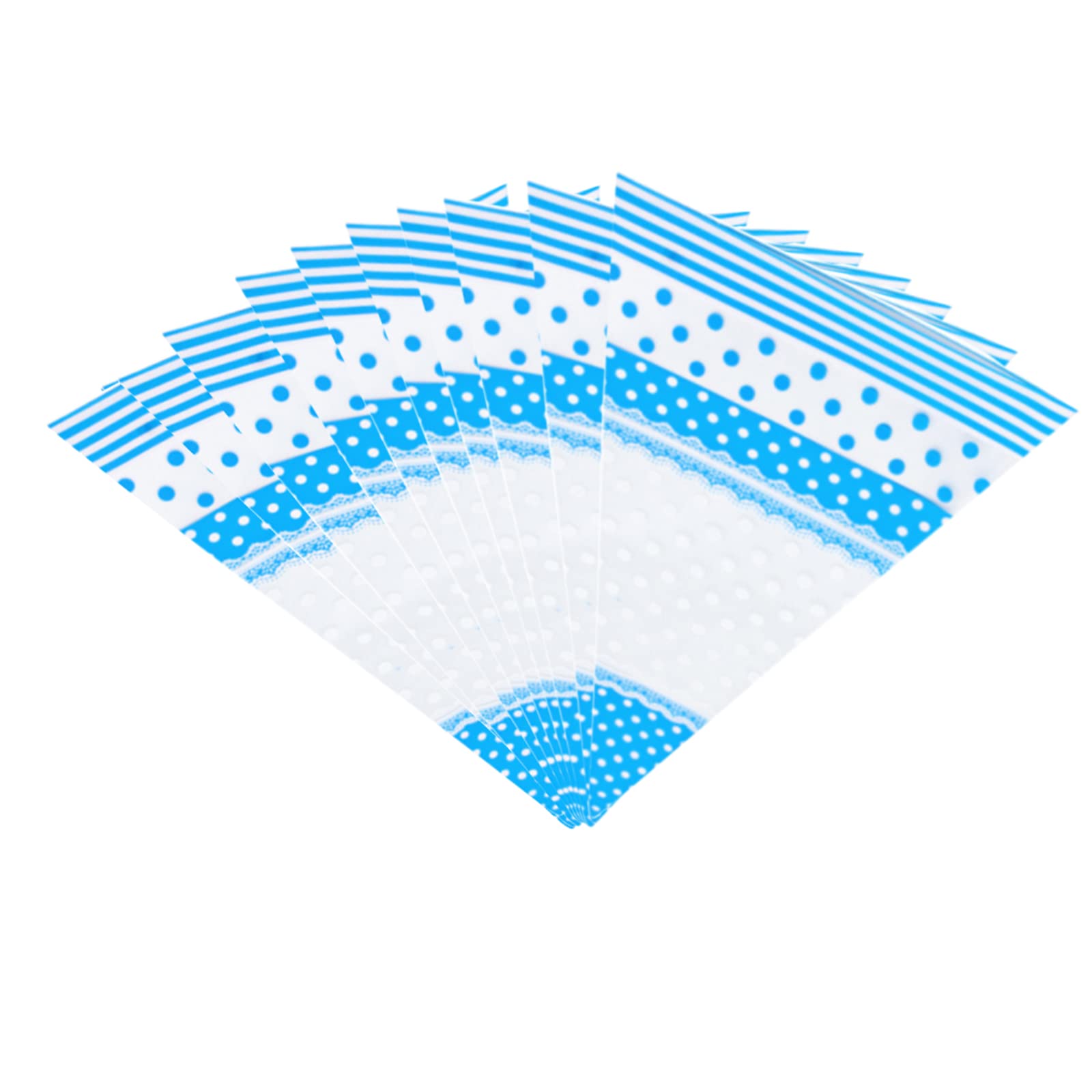 Cone Bag, 50 Pcs 17 * 30cm Sweets Clear Cellophane Bags and Ties for Candy Gift Bag Party Festivals(Blue)