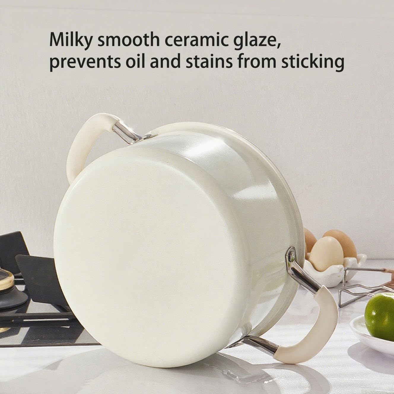 Domini Ceramic Stainless Steel（304）Saucepan with Steamer,Soup pot with Glass Lids，Sauce Pot with Triply Bottom Induction Compatible for All Cooktops,4QT(Steamer）