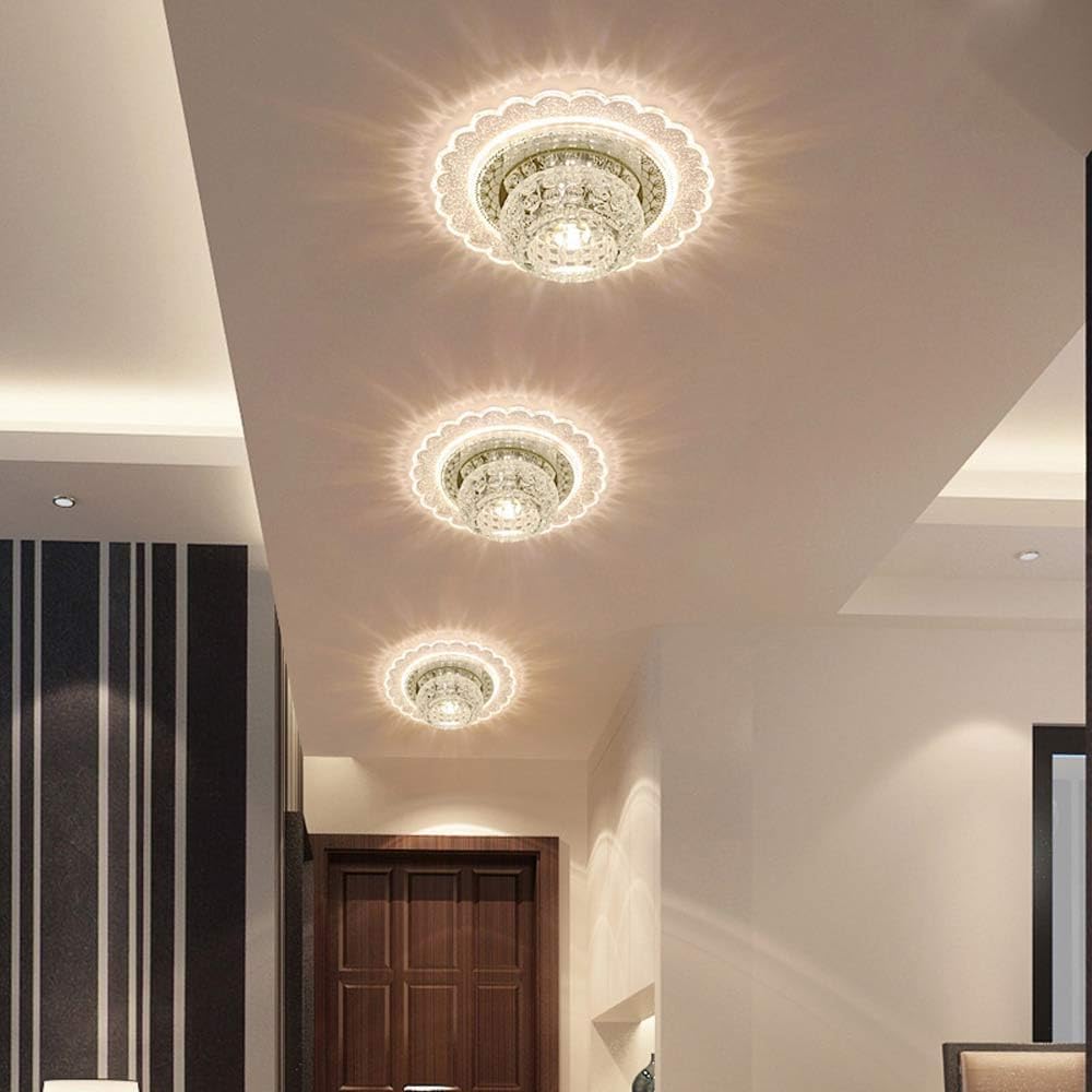 USMJQVZ 14W Simple Crystal LED Can Lights Retrofit Recessed Lighting LED Ceiling Recessed Downlight Modern Semi Flush Mount Ceiling Light Fixture Home Decoration