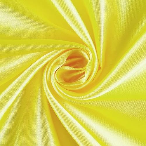 YYCRAFT Charmeuse Bridal Satin Fabric by The Yard 58 Inches Wide (Yellow, 1 Yard)