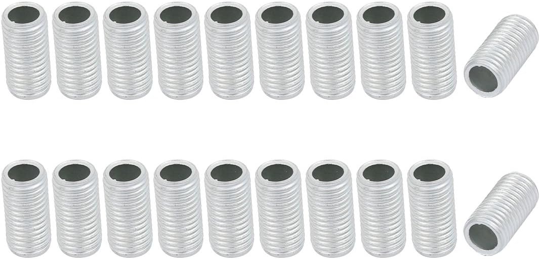 uxcell Lamp Pipe Nipple, M8 Thread 15mm Length Hollow Lamps Repair Part Hardware for Lamp Lights, Zinc Plated Silver Tone, Pack of 20