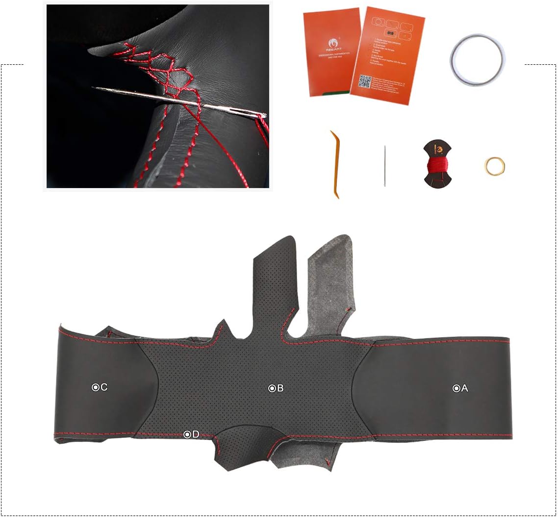 MEWANT Car Steering Wheel Cover Hand-Stitched Black Microfiber Leather Car Steering Leather Wrap for Mazda CX-30 CX30 2019-2020 / for Mazda 3 Axela 2019-2020