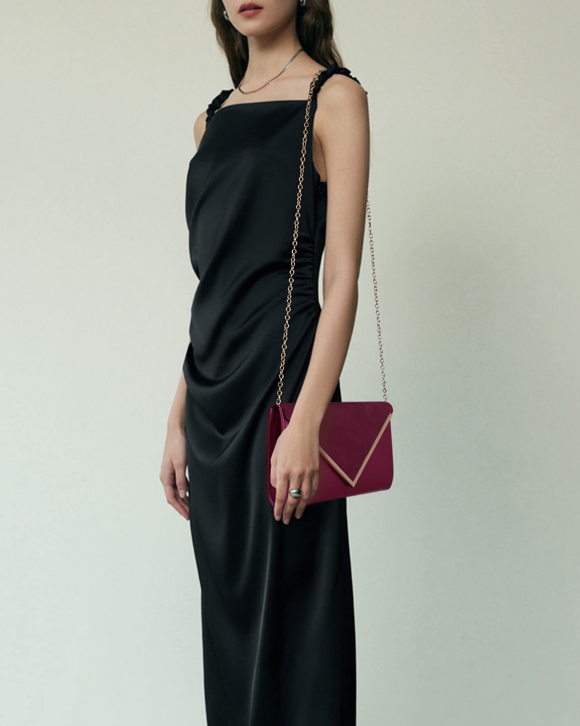 Pochette élégante en velours pour femme - Sac à main avec chaîne - Pour mariage, bal de fin d'année, fête