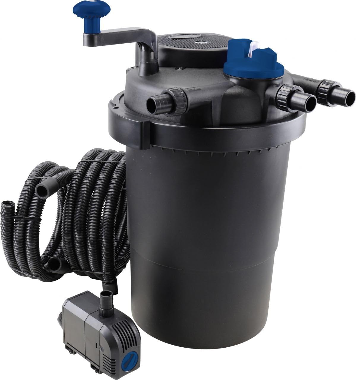 T.I.P. Teichdruckfilter-Set 10000 l - Inkl. Pumpe, UV-C Strahler 11W, Rückspülfunktion - 2000 l/h Filterkapazität mit Schläuchen, TFP 10000 UV 11, 30298