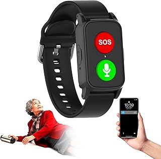 DEaThsalL Reloj Inteligente GPS Localizador Personas Mayores con Detección De Caídascon Botón De Llamada De Emergencia B...