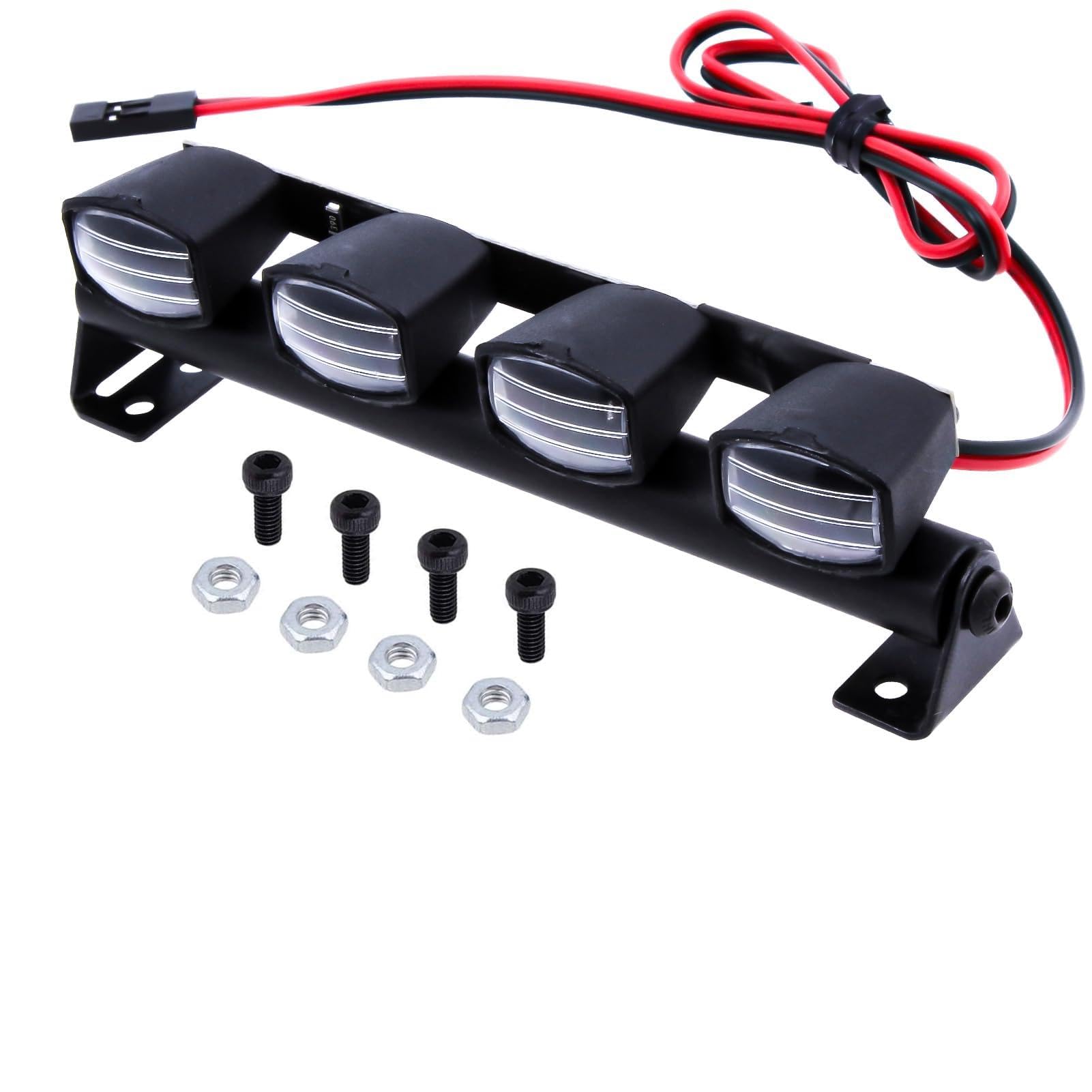 HobbyPark RC Car Light Bar Kit 4 LEDs Body Shell Roof Lights for 1/10 RC Crawler Car Truck Accessories