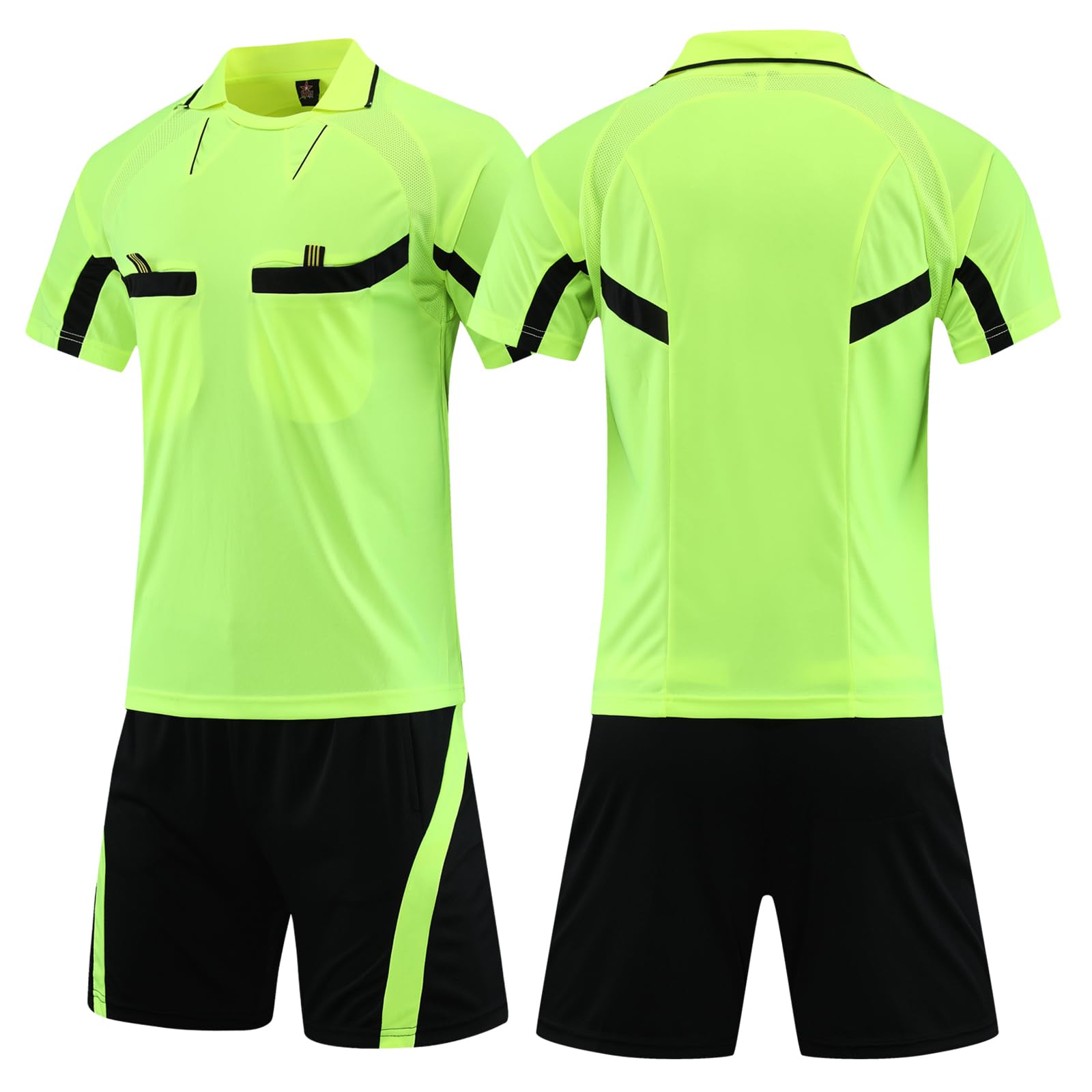 ZIQICAI2007 Soccer Referee Uniforms, Youth Referee Jerseys Men's Referee Uniforms, Soccer Referee Kits (Green, Asian Size 3XL = European Size XL)