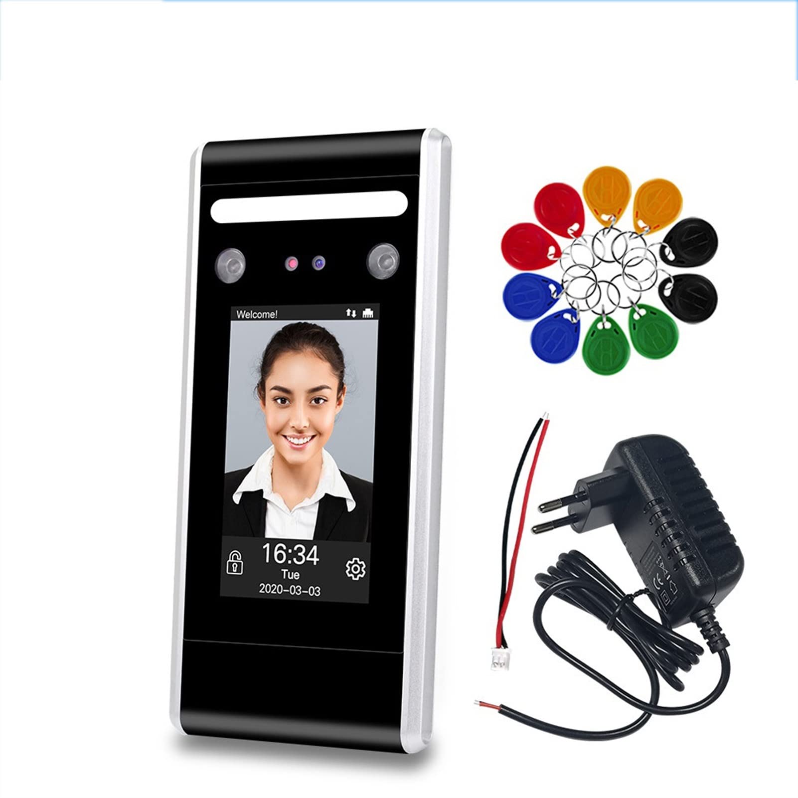 Mthckxjbsuz Dt60-Top Clocking In Machine, Wifi Dynamic Facial Access Control Time Attendance Machine Biometric Ir Face Recognition 125Khz/13.56Mhz Rfid Keypad Tcp/Ip/Usb(Dt60-Top)