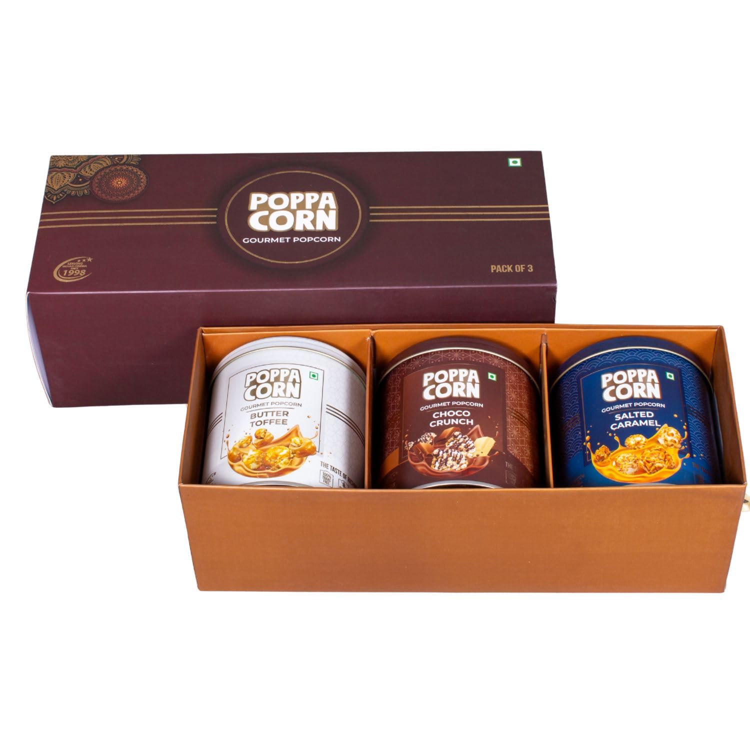POPPACORN Gourmet Popcorn Gift Pack, Tin (410g, Brown 3 Pack)-image-30
