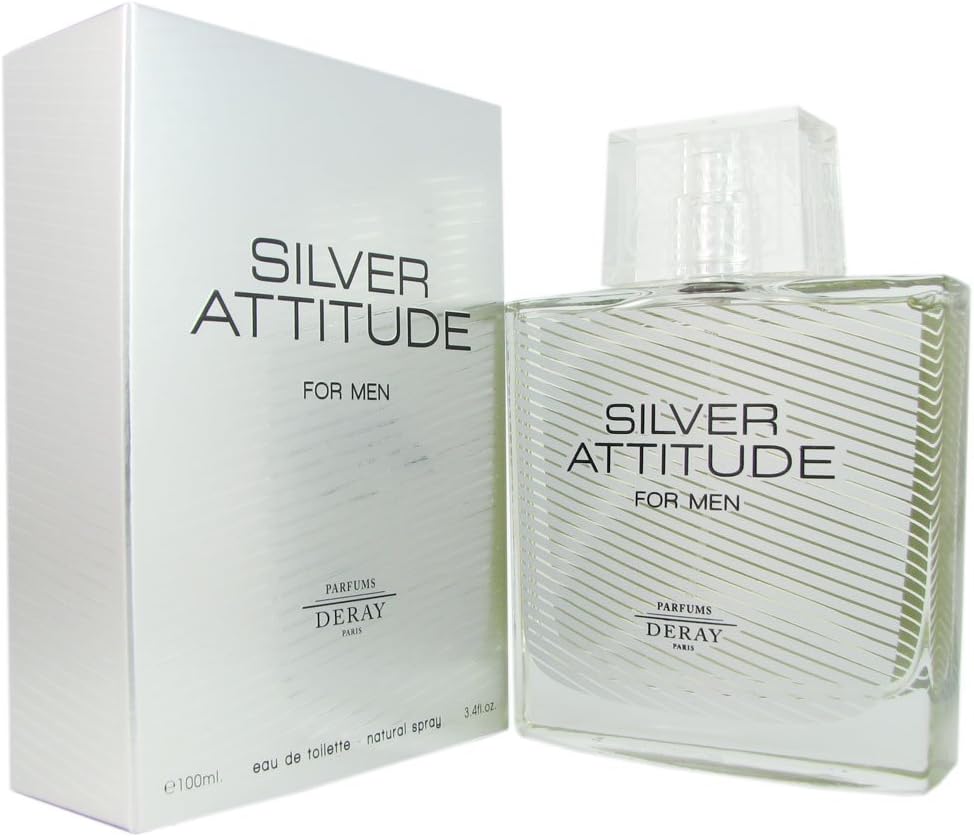 Deray Silver Attitude Eau de Toilette Spray for Men, 100 ml, 3.4 Ounce