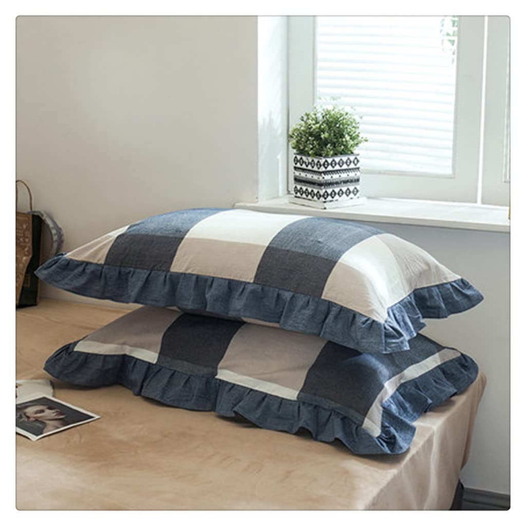 MFJGHU Pillowcases Cotton Lattice Design Home Hotel Bedding Soft Pillow Cover Gift for 48x74cm(Style E)