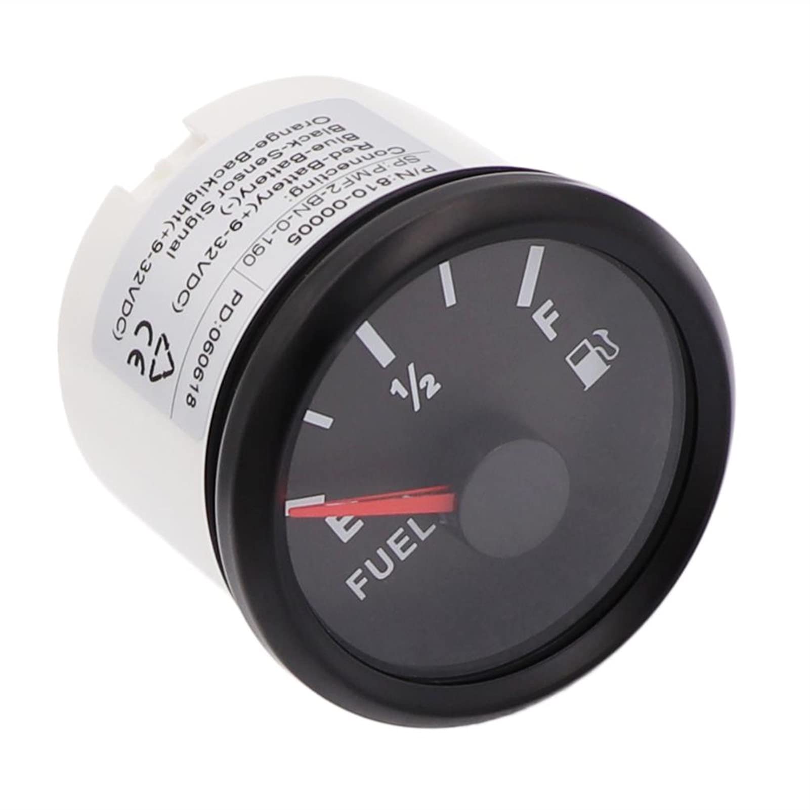 Instrumentación 52mm 2 '' Calibre de Nivel de Combustible 0~190 ohmios con retroiluminación roja E-1/2-F para el indicador de Nivel de Combustible de automóviles en Barco. (Color : BN 0-190ohm)