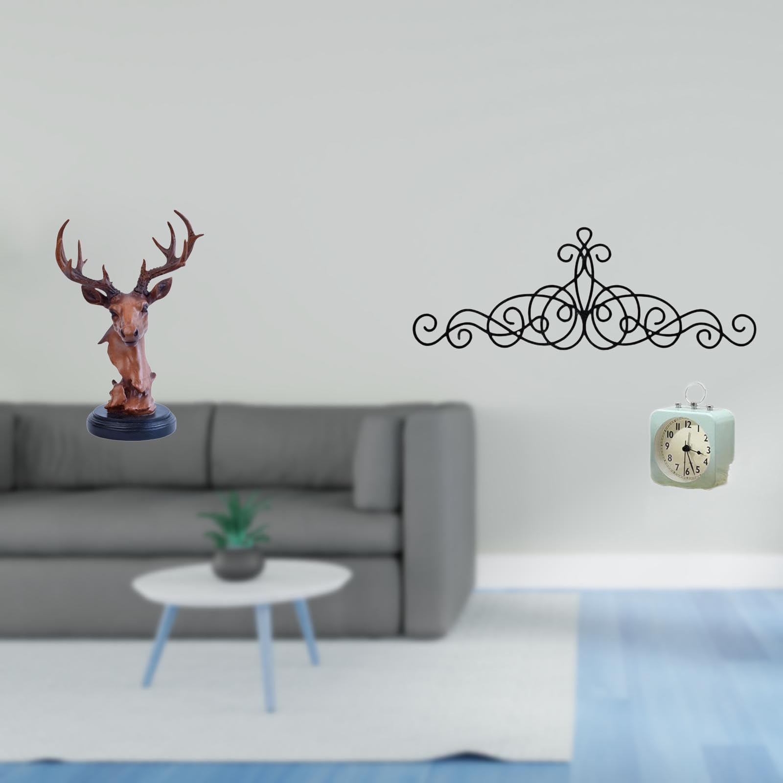 Enakshi® Deer Head Ornament Figurine Craft Animal Statue Decorative Resin for NightStand Desktop Scroll Metal Wall Art Decor Plaque Floral Patio Indoor Outdoor Porch Fence-image-42