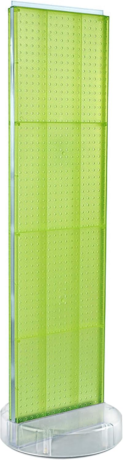 Azar Displays 700780 TWO-SIDED PEGBOARD FLOOR DISPLAY W/C-CHANNEL SIDES ON REVOLVING ROUND STUDIO BASE. PANEL SIZE: 16"W X 60"H, (White Glow)