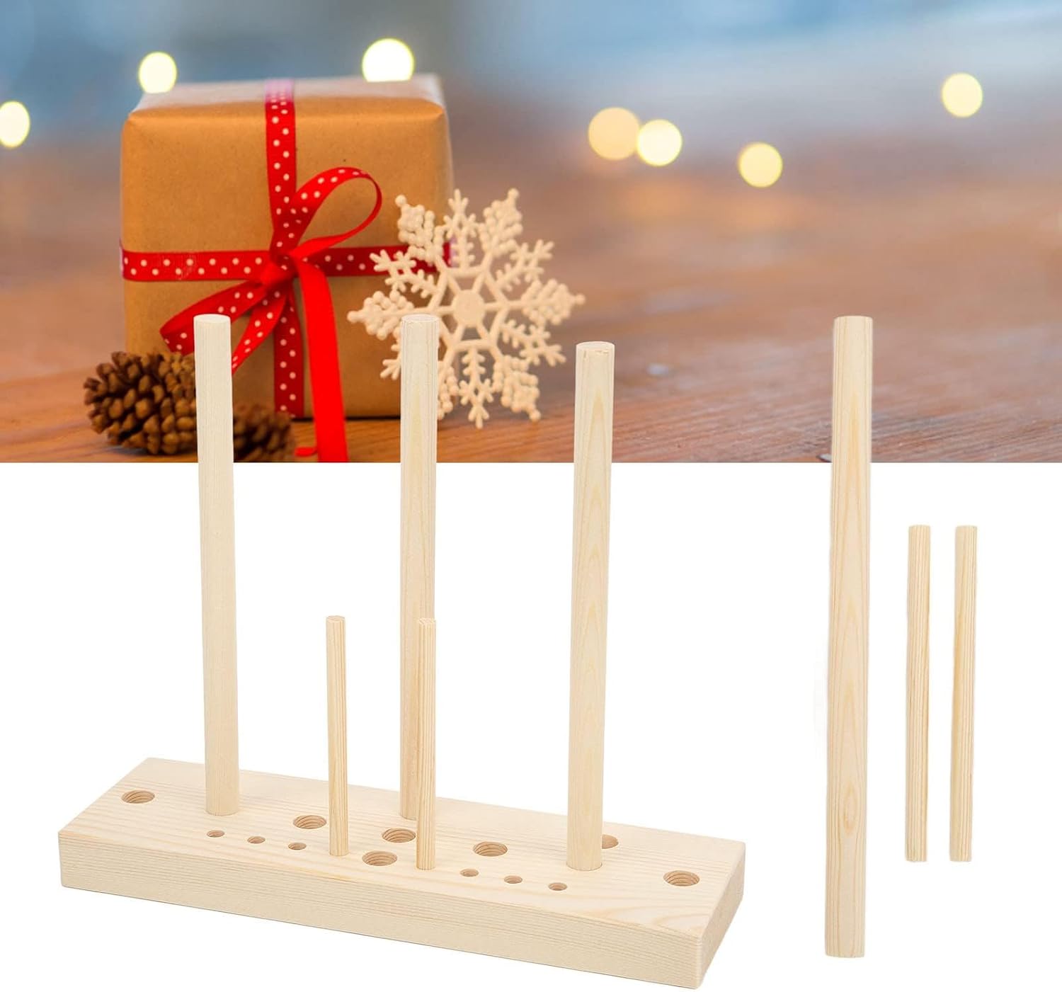 Bows Ribbon Making Tool, Wooden Bow Maker for Ribbon with 8 Positioning Pins and Base for DIY Crafts, Party Decorations, Wreaths, Gift Bows, Hair Bows, Adjustable 1-12 Inches