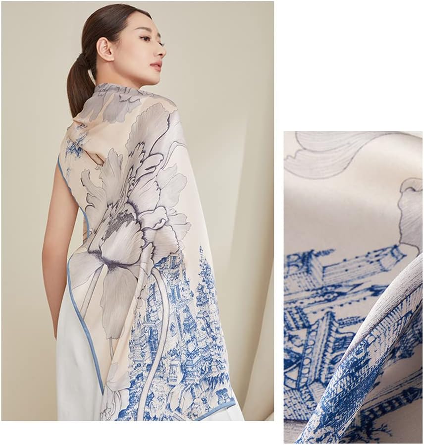 MEISEE 100% Mulberry Silk Long Scarf for Women Large Oblong Sunscreen Shawls Wraps Neck Headscarf Hair Wraps Gift Packed - Image 3