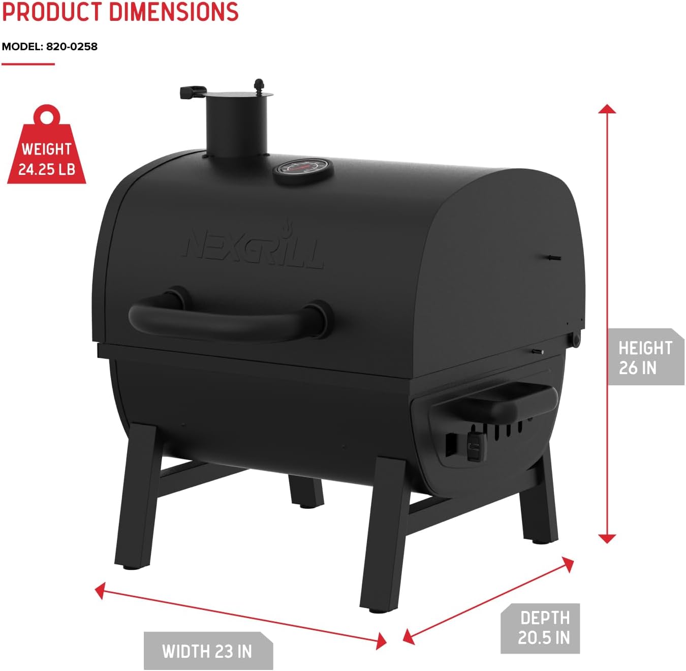 Nexgrill 17.5" Portable Charcoal Grill with Adjustable Chimney Vent, 349 SQ. In Cooking Area, Table Top Grill for Camping, Outdoor Cooking, Patios, and More – 820-0258