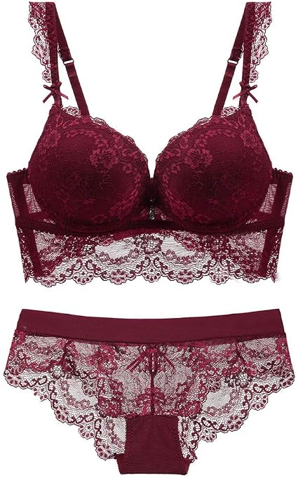 T-YIFUZX Ropa Interior Femenina Fina y Fina de Encaje de Moda Set Ropa  Interior Vino Rojo 80B : Amazon.es: Ropa