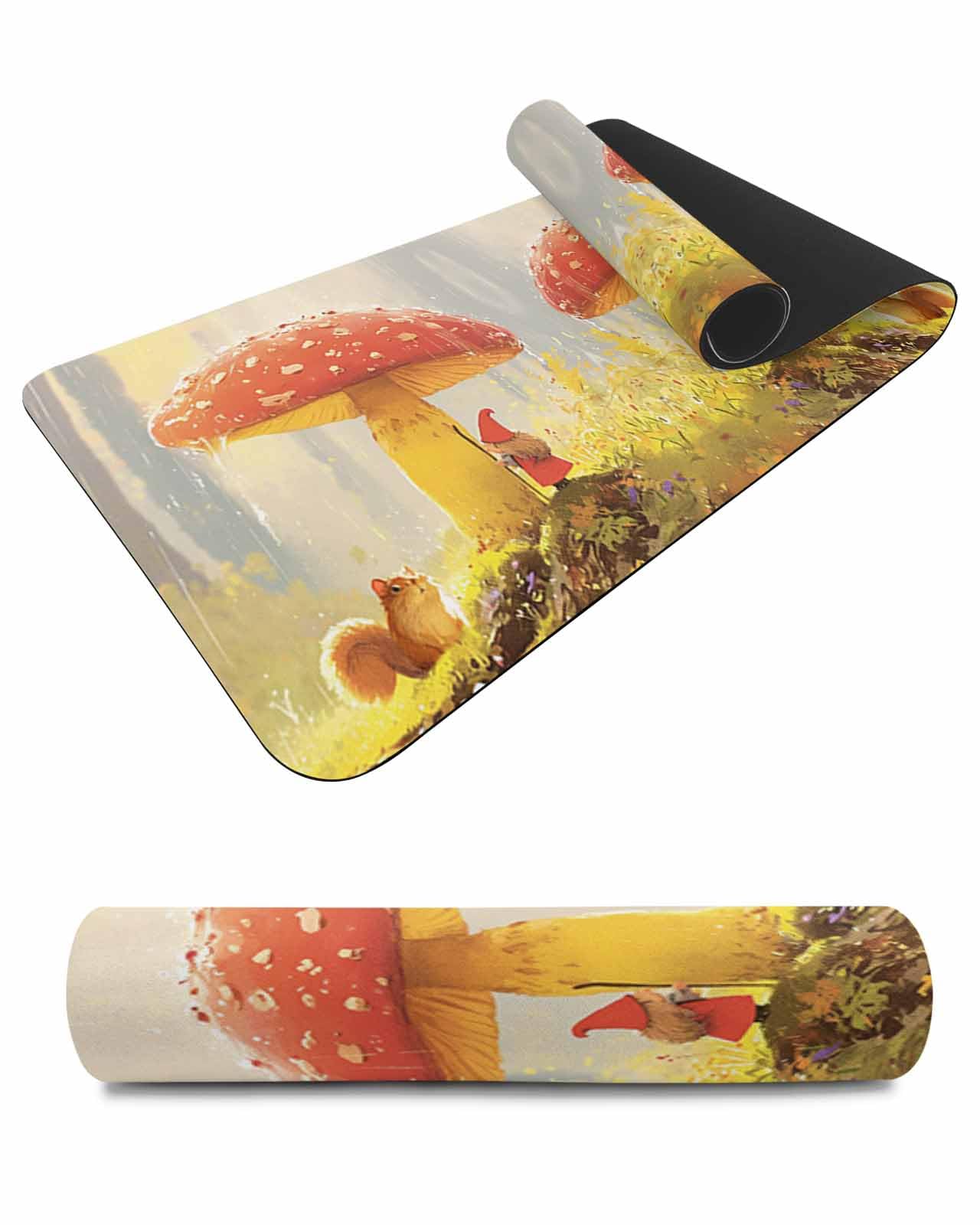 Debedcor Heat Proof Table Pads Waterproof Decorative, Fall Mushroom Non-Slip Table Countertop Protector, Farmhouse Autumn Gnomes Squirrel Insulation Mat for Dining Room, 48 x 12 Inches