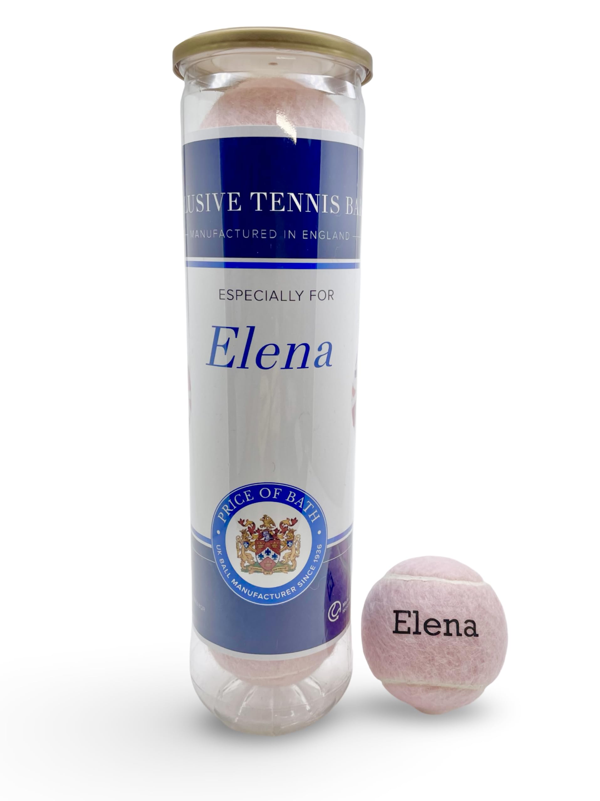 Price of Bath 4 Personalised Tennis Balls in a Labelled Tube | Custom Name & Text Printed | In Pastel Pink | Unique Tennis Gift for Birthday, Christmas & Coaches | Made in UK