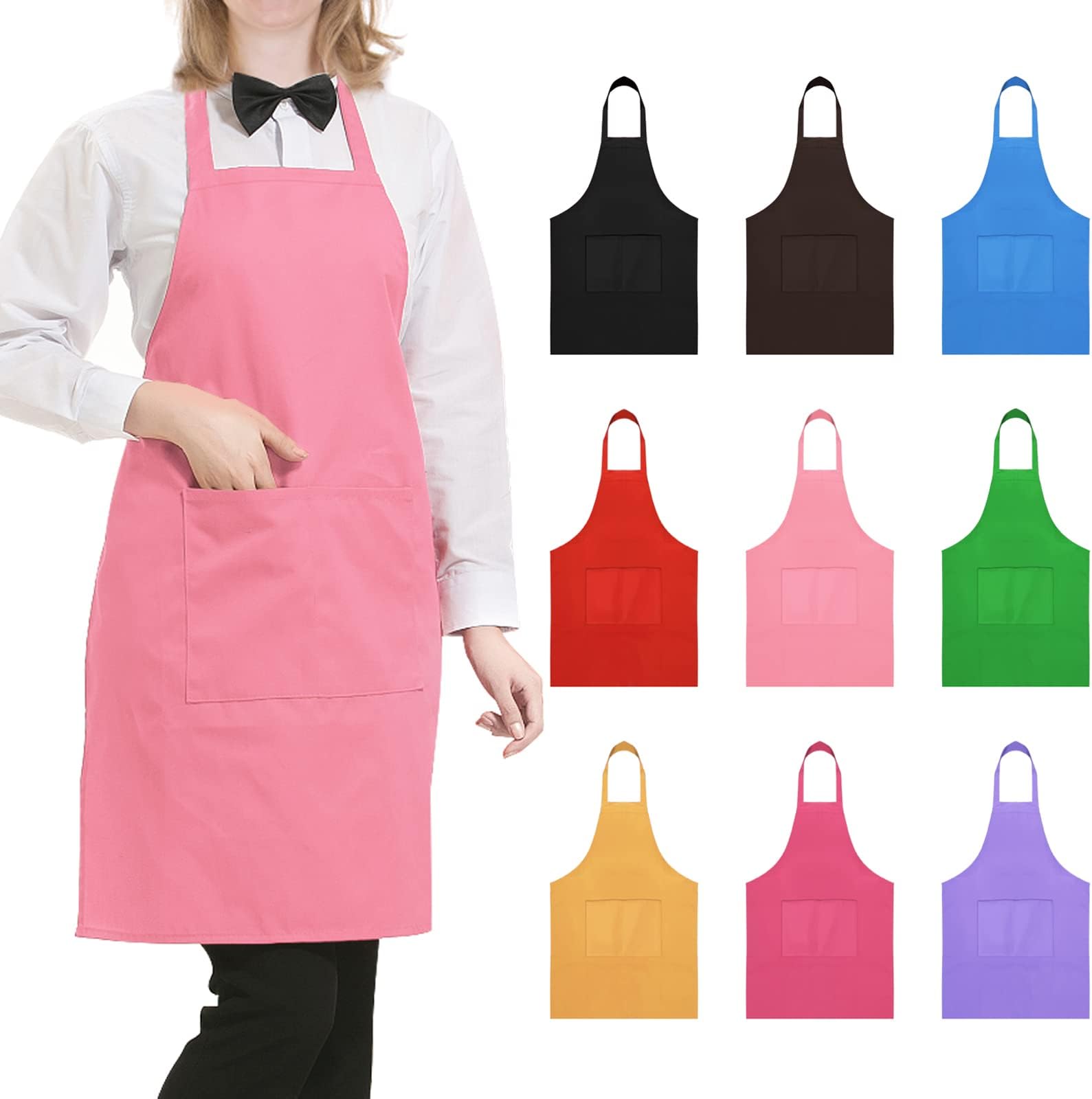 HMILYDYK Kitchen Apron Chef Apron Professional Waterproof Cooking Apron with 2 Pockets Women Men Kitchen Bib Aprons Baking Apron Unisex for Home Grill Gardening Restaurant BBQ Coffee House