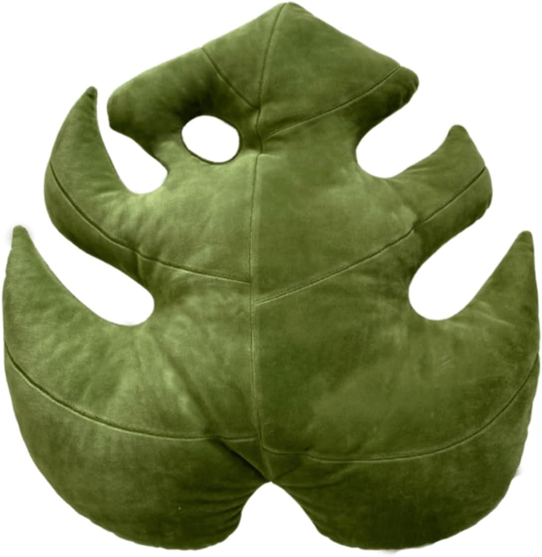 Green Philosophy Co. Monstera Leaf Pillow - Mossy Earth - Large Soft Plant-Shaped Plush Cushion for Couch, Bed, or Reading Nook - Cute & Unique Nature-Inspired Decor Super Soft & Cuddly Throw Pillow